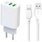 Зарядний пристрій XO L85C 2xUSB-A, 2.4A White w/Type-C cable (XO-L85C-T)