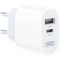 Зарядний пристрій XO L97 1xUSB-A, 1xUSB-C, 2.4A, 12W White w/Type-C to Type-C cable (XO-L97-TC)