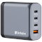 Зарядний пристрій VERBATIM 140W 3xUSB-C, 1xUSB-A, PD3.0, QC3.0 GaN Wall Charger Gray