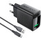 Зарядний пристрій ACEFAST A90 Fast Charge Wall Charger QC18W (1xUSB-A) Black w/Type-C cable
