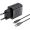 Зарядний пристрій ACEFAST A90 Fast Charge Wall Charger QC18W (1xUSB-A) Black w/Type-C cable
