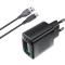 Зарядний пристрій ACEFAST A90 Fast Charge Wall Charger QC18W (1xUSB-A) Black w/Type-C cable