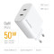 Зарядний пристрій COLORWAY GaN Mini 50W 2xUSB-C Dual Quick Charging White (CW-CHS050PD-WT)