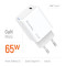Зарядний пристрій COLORWAY GaN Mini 65W 1xUSB-C Fast Charging White (CW-CHS049PD-WT)