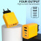 Зарядний пристрій WUW C212 2xUSB-A, 2xUSB-C, PD48W Yellow