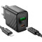 Зарядний пристрій HOCO CS23A Sunlight 1xUSB-C, 1xUSB-A, PD30W, QC3.0 Black w/Type-C to Lightning cable (6942007609951)