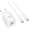 Зарядний пристрій HOCO C147A Charm 1xUSB-A, 1xUSB-C, PD20W, QC3.0 White w/Type-C cable (6942007630290)