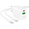 Зарядний пристрій BOROFONE BN27 Fuente GaN 1xUSB-C, 1xUSB-A, PD20W, QC3.0 White w/Type-C cable