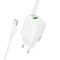 Зарядний пристрій BOROFONE BN27 Fuente GaN 1xUSB-C, 1xUSB-A, PD20W, QC3.0 White w/Type-C cable