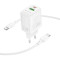 Зарядний пристрій BOROFONE BN27 Fuente GaN 1xUSB-C, 1xUSB-A, PD20W, QC3.0 White w/Type-C cable