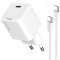 Зарядний пристрій COLORWAY GaN Mini 35W 1xUSB-C Fast Charging White w/Type-C cable (CW-CHS056PDC-WT)