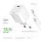 Зарядний пристрій COLORWAY GaN Mini 35W 1xUSB-C Fast Charging White w/Type-C cable (CW-CHS056PDC-WT)