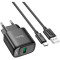 Зарядний пристрій HOCO C140A Smart 1xUSB-A, QC3.0, 18W Black w/Type-C cable (6942007627825)