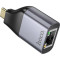 Мережевий адаптер HOCO UA35 Portable OTG Ethernet Adapter Metal Gray