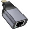 Мережевий адаптер HOCO UA35 Portable OTG Ethernet Adapter Metal Gray