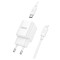 Зарядний пристрій HOCO C146A Charm 1xUSB-C, PD20W, QC3.0 White w/Type-C to Lightning cable (6942007630252)