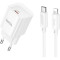 Зарядний пристрій HOCO C146A Charm 1xUSB-C, PD20W, QC3.0 White w/Type-C to Lightning cable (6942007630252)