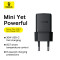 Зарядний пристрій BASEUS Palm Fast Charger 1C 30W EU Cluster Black w/Type-C cable (P10111605113-01)