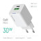 Зарядний пристрій COLORWAY GaN Mini 30W 1xUSB-A, 1xUSB-C Fast Charging White (CW-CHS053PD-WT)