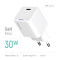 Зарядний пристрій COLORWAY GaN Mini 30W 1xUSB-C Fast Charging White (CW-CHS054PD-WT)