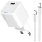 Зарядний пристрій COLORWAY GaN Mini 30W 1xUSB-C Fast Charging White w/Type-C cable (CW-CHS054PDC-WT)