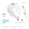 Зарядний пристрій COLORWAY GaN Mini 30W 1xUSB-C Fast Charging White w/Type-C cable (CW-CHS054PDC-WT)