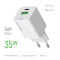 Зарядний пристрій COLORWAY GaN Mini 35W 1xUSB-A, 1xUSB-C Fast Charging White (CW-CHS055PD-WT)