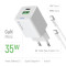 Зарядний пристрій COLORWAY GaN Mini 35W 1xUSB-A, 1xUSB-C Fast Charging White w/Type-C cable (CW-CHS055PDC-WT)