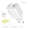 Зарядний пристрій COLORWAY GaN Mini 45W 1xUSB-C Fast Charging White (CW-CHS057PD-WT)