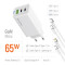 Зарядное устройство COLORWAY GaN Mini 65W 1xUSB-A, 2xUSB-C Fast Charging White w/Lightning+Type-C cable (CW-CHS058PDCL-WT)