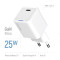 Зарядний пристрій COLORWAY GaN Mini 25W 1xUSB-C Fast Charging White (CW-CHS052PD-WT)