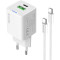 Зарядний пристрій COLORWAY GaN Mini 30W 1xUSB-A, 1xUSB-C Fast Charging White w/Type-C cable (CW-CHS053PDC-WT)