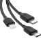 Кабель XO NB103 3-in-1 USB-A to Micro-USB/Type-C/Lightning 1м Black