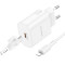 Зарядний пристрій BOROFONE BA82A Platinum 1xUSB-C, PD25W, QC3.0 White w/Type-C to Lightning cable