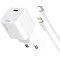 Зарядний пристрій COLORWAY GaN Mini 20W 1xUSB-C Fast Charging White w/Type-C to Lightning cable (CW-CHS059PDL-WT)