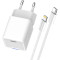 Зарядний пристрій COLORWAY GaN Mini 20W 1xUSB-C Fast Charging White w/Type-C to Lightning cable (CW-CHS059PDL-WT)