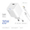 Зарядний пристрій COLORWAY GaN Mini 20W 1xUSB-C Fast Charging White w/Type-C to Lightning cable (CW-CHS059PDL-WT)
