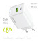 Зарядное устройство COLORWAY GaN Mini 45W 1xUSB-A, 1xUSB-C Fast Charging White (CW-CHS060PD-WT)