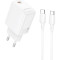 Зарядний пристрій BOROFONE BN28 Fuente GaN 1xUSB-C, PD30W, QC3.0 White w/Type-C cable