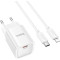 Зарядний пристрій HOCO C148A Charm 1xUSB-C, PD30W, QC3.0 White w/Type-C to Lightning cable (6942007630313)