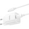 Зарядний пристрій HOCO C148A Charm 1xUSB-C, PD30W, QC3.0 White w/Type-C to Lightning cable (6942007630313)