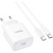 Зарядное устройство HOCO C76A Pro Speed Source 1xUSB-C PD30W White w/Type-C cable (6942007616324)