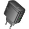 Зарядний пристрій HOCO CS63A Bright GaN 1xUSB-A, 1xUSB-C, PD65W, QC3.0 Black (6942007638470)