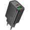 Зарядний пристрій HOCO N63 Gentle GaN 1xUSB-A, 1xUSB-C, PD30W, QC3.0 Black (6942007644358)