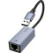 Мережевий адаптер HOCO UA37 USB Ethernet Adapter Metal Gray