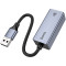 Мережевий адаптер HOCO UA37 USB Ethernet Adapter Metal Gray