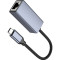 Сетевой адаптер HOCO UA37 Type-C Ethernet Adapter Metal Gray