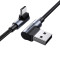 Кабель UGREEN US176 Angled USB 2.0 to Angled USB Type-C Cable Nickel Plating Aluminum Shell 3A 3м Black (70875)