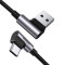 Кабель UGREEN US176 Angled USB 2.0 to Angled USB Type-C Cable Nickel Plating Aluminum Shell 3A 3м Black (70875)