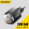 Зарядний пристрій ESSAGER Gamet 1xUSB-A, 1xUSB-C, PD3.0, QC4.0, GaN Black (ECT33W-GMB01-Z)